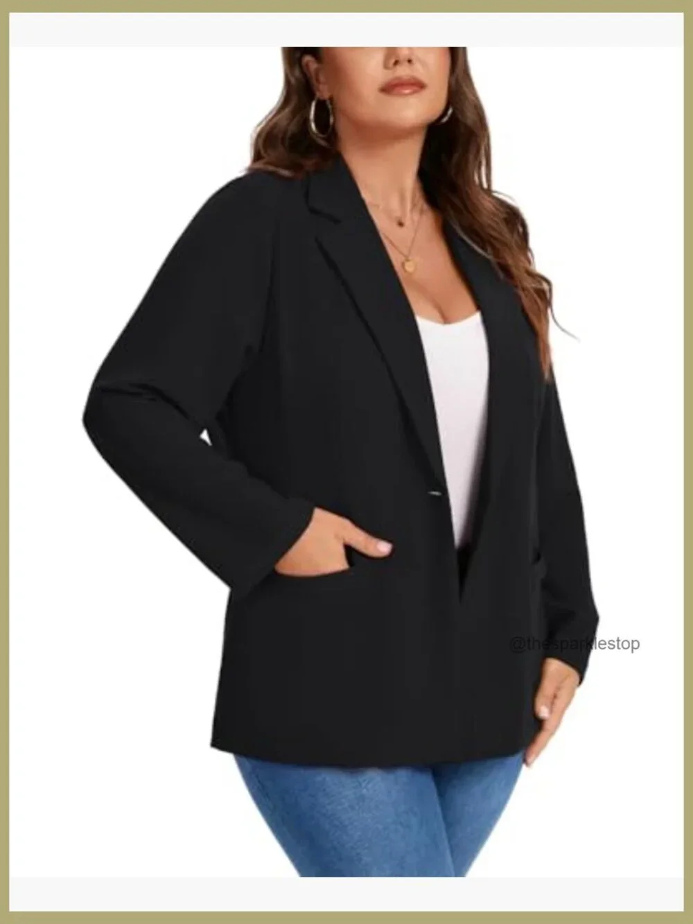 Polyester Spandex Blazer Long Sleeve Notch Lapel Button Front Pockets - Picture 5 of 7
